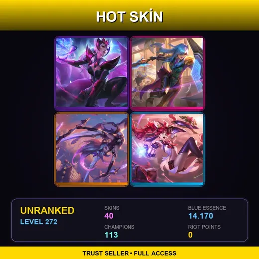 LAN | Challenger Ahri | Battle Academia Leona | Star Guardian Akali | Star Guardian Jinx | 40 Skin | 113 Champ | Lv272 — Dwg Twisted Fate