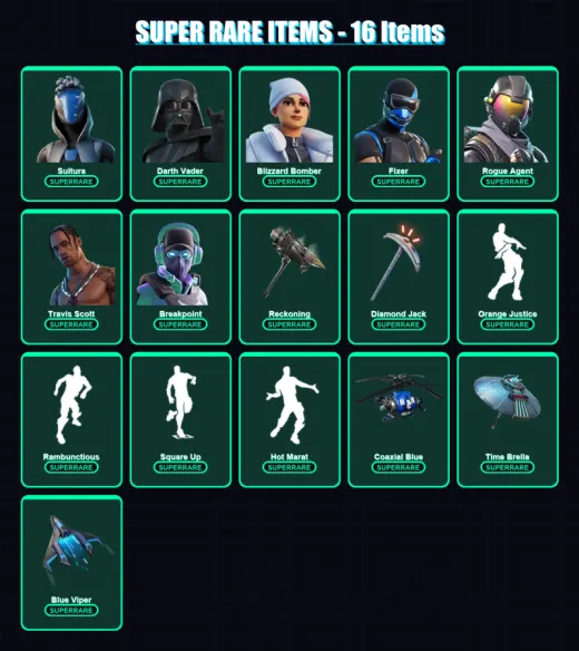 [PS4/PS5/PC] | Sultura | Darth Vader | Blizzard Bomber | Fixer | Rogue Agent | 369 skin | 389 pickaxe | 465 emote | 299 glider | Lv4987
