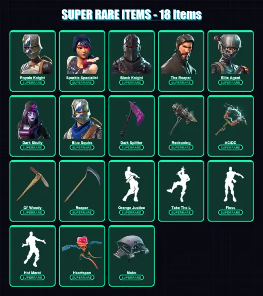 [PC/PSN] | Royale Knight | Sparkle Specialist | Black Knight | The Reaper | Elite Agent | 215 skin | 255 pickaxe | 294 emote | 192 glider | Lv6913