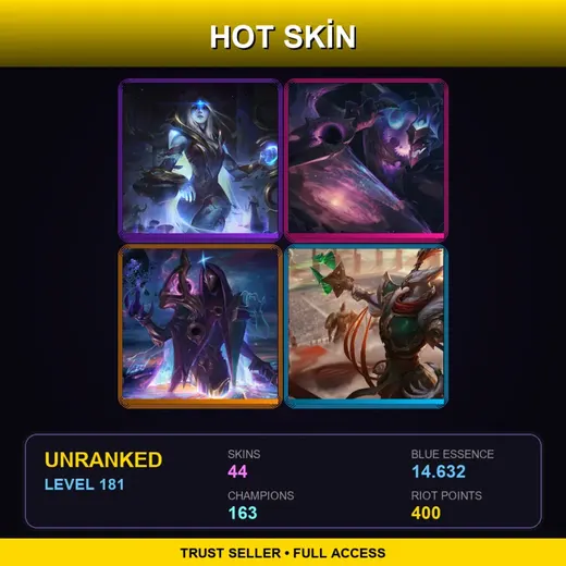 SG | Battle Academia Leona | Spirit Blossom Yasuo | High Noon Sion | Cosmic Queen Ashe | 44 Skin | 163 Champ | Lv181 — Inkshadow Master Yi