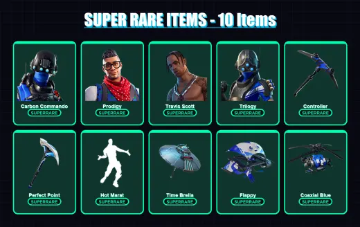 [PS4/PS5/XBOX/PC] | Carbon Commando | Prodigy | Travis Scott | Trilogy | Zenith | 43 skin | 61 pickaxe | 47 emote | 55 glider | Lv831