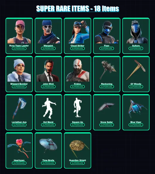 [PS4/PS5/PC] | Rose Team Leader | Warpaint | Cloud Striker | Fixer | Sultura | 98 skin | 88 pickaxe | 68 emote | 70 glider | Lv668