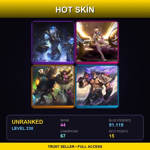 ME | Prestige K/DA Evelynn (2022) | Victorious Blitzcrank | Victorious Tryndamere | Prestige K/DA Evelynn | 44 Skin | 67 Champ | Lv238