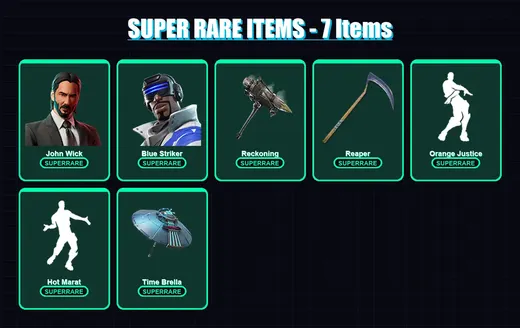 [PC/XBOX/PSN] | John Wick | Blue Striker | Oblivion | Calamity | Ruin | 54 skin | 52 pickaxe | 59 emote | 51 glider | Lv1116
