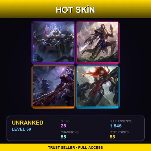 SG | Victorious Sejuani | Victorious Lucian | Blood Moon Jhin | Gun Goddess Miss Fortune | 25 Skin | 55 Champ | Lv59