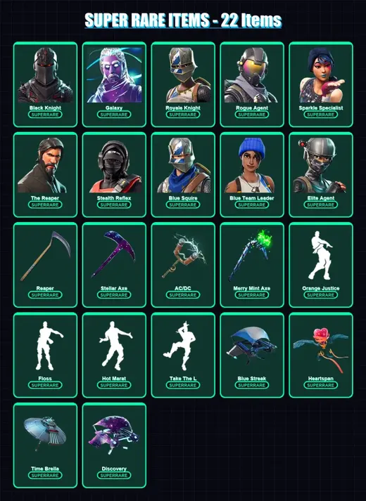 [PC/XBOX/PSN] | Black Knight | Galaxy | Royale Knight | Rogue Agent | Sparkle Specialist | 99 skin | 75 pickaxe | 83 emote | 90 glider | Lv1395