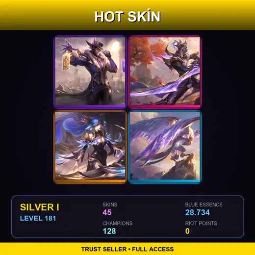 LAN | Victorious Twisted Fate | Victorious Master Yi | Victorious Sona | Victorious Anivia | 45 Skin | 128 Champ | Silver I | Lv181