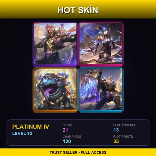 EUW | Victorious Draven | Victorious Sona | Victorious Kog'Maw | Victorious Braum | 21 Skin | 120 Champ | Platinum IV | Lv93 — Arcane Shimmer Lab Singed