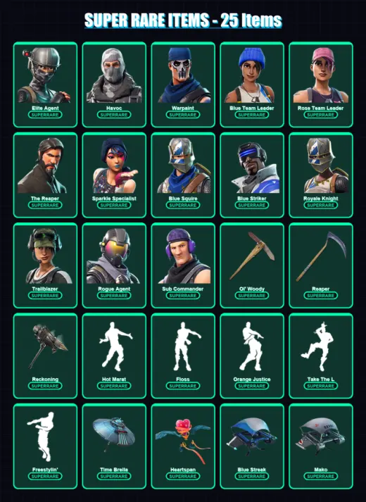 [PS4/PS5/XBOX/PC] | Elite Agent | Havoc | Warpaint | Blue Team Leader | Rose Team Leader | 169 skin | 173 pickaxe | 154 emote | 170 glider | Lv2230