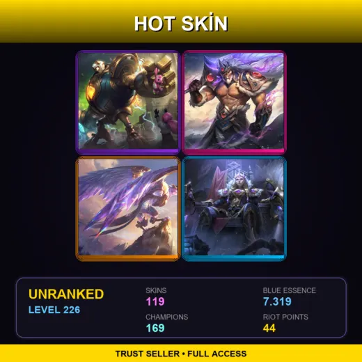 LAS | Victorious Blitzcrank | Victorious Tryndamere | Victorious Anivia | Victorious Sejuani | 119 Skin | 169 Champ | Lv226