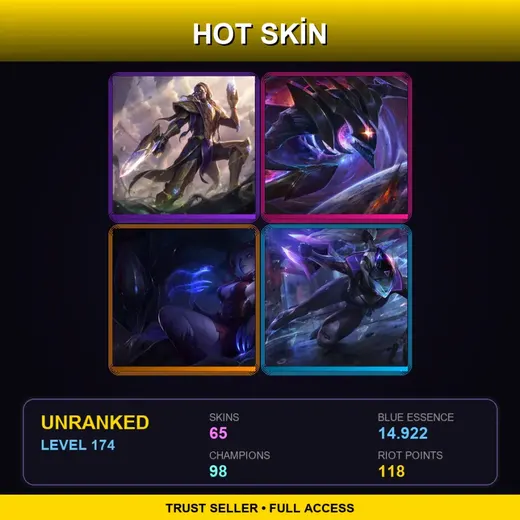LAS | Victorious Lucian | Blood Moon Elise | PROJECT: Vayne | Star Guardian Poppy | 65 Skin | 98 Champ | Lv174 — Bewitching Elise