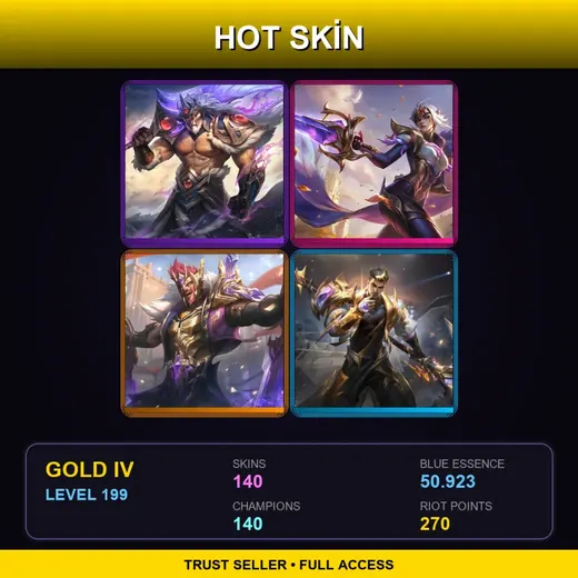 OCE | Victorious Tryndamere | Victorious Fiora | Victorious Draven | Prestige T1 Jayce | 140 Skin | 140 Champ | Gold IV | Lv199