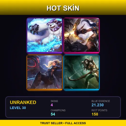 EUW | Frostfire Annie | Arclight Vayne | Riot Kayle | Woad Ashe | 4 Skin | 54 Champ | Lv30