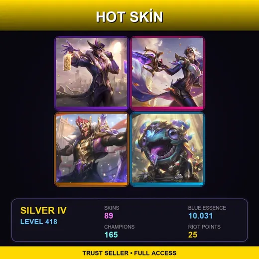LAS | Victorious Twisted Fate | Victorious Fiora | Victorious Draven | Victorious Kog'Maw | 89 Skin | 165 Champ | Silver IV | Lv418