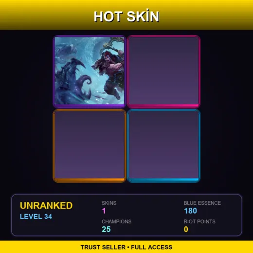 EUW | Woad King Darius | 1 Skin | 25 Champ | Lv34