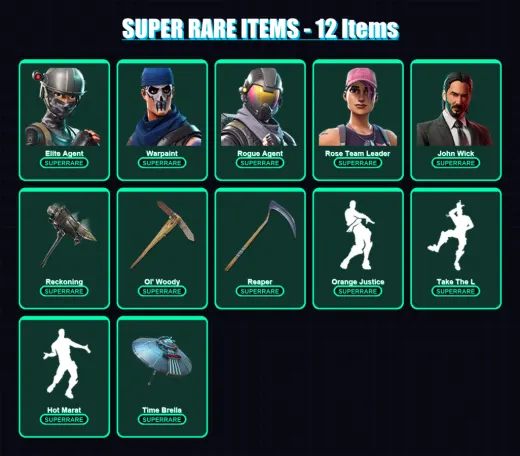 [PS4/PS5/PC] | Elite Agent | Warpaint | Rogue Agent | Rose Team Leader | John Wick | 163 skin | 179 pickaxe | 144 emote | 154 glider | Lv2134