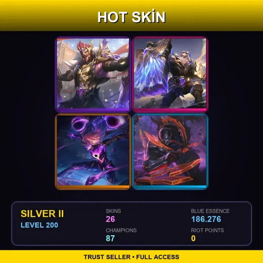LAN | Victorious Draven | Victorious Braum | Dark Star Kai'Sa | PROJECT: Pyke | 26 Skin | 87 Champ | Silver II | Lv200