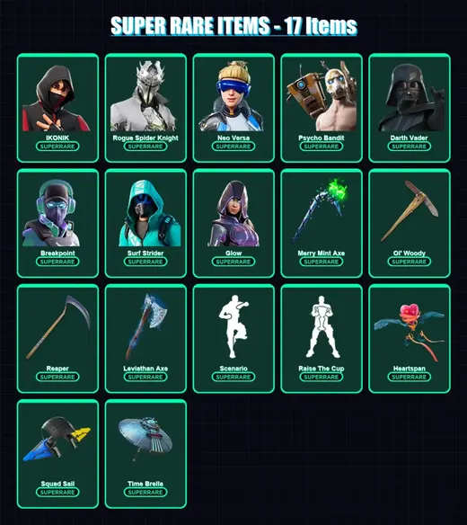 [PC/XBOX/PSN] | IKONIK | Rogue Spider Knight | Neo Versa | Psycho Bandit | Darth Vader | 375 skin | 389 pickaxe | 288 emote | 275 glider | Lv4956