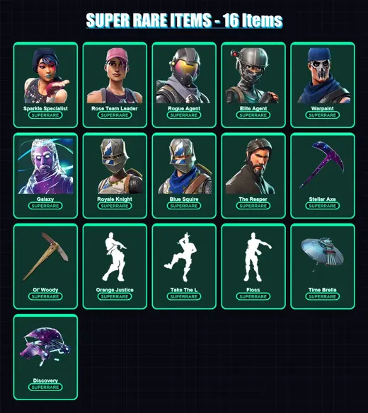 [PC] | Sparkle Specialist | Rose Team Leader | Rogue Agent | Elite Agent | Warpaint | 220 skin | 165 pickaxe | 144 emote | 126 glider | Lv1440
