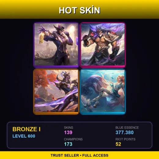 BR | Victorious Twisted Fate | Victorious Tryndamere | Victorious Master Yi | Prestige Ocean Song Seraphine | 139 Skin | 173 Champ | Bronze I | Lv600