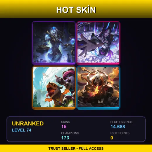 VN | Cosmic Queen Ashe | Spirit Blossom Irelia | Dragon Trainer Tristana | God Staff Jax | 15 Skin | 173 Champ | Lv74