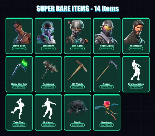 [PC/XBOX/PSN] | Travis Scott | Breakpoint | Elite Agent | Rogue Agent | The Reaper | 168 skin | 150 pickaxe | 148 emote | 133 glider | Lv2369
