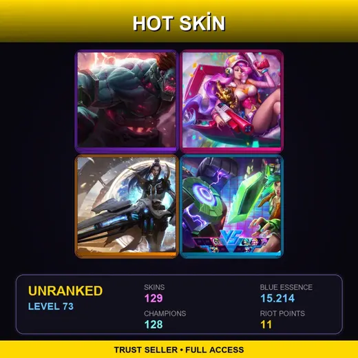 LAN | Hextech Sion | Arcade Miss Fortune | Pulsefire Caitlyn | Star Guardian Poppy | 129 Skin | 128 Champ | Lv73