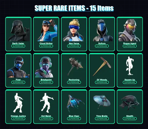 [PS4/PS5/PC] | Darth Vader | Cloud Striker | Neo Versa | Sultura | Rogue Agent | 288 skin | 305 pickaxe | 237 emote | 234 glider | Lv3598