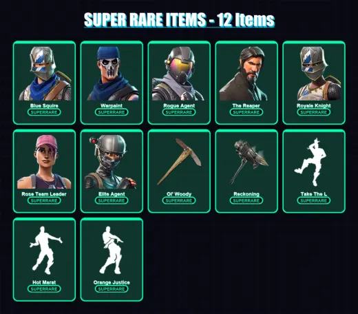 [PC/PSN] | Blue Squire | Warpaint | Rogue Agent | The Reaper | Royale Knight | 96 skin | 86 pickaxe | 76 emote | 90 glider | Lv1068