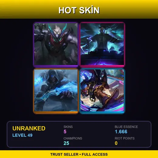 EUW | Dragon Knight Mordekaiser | True Damage Yasuo | Freljord Sylas | Soul Fighter Pyke | 5 Skin | 25 Champ | Lv49 — Dragon Knight Mordekaiser