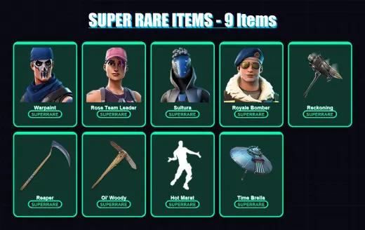 [PC/XBOX/PSN] | Warpaint | Rose Team Leader | Sultura | Royale Bomber | Sentinel | 95 skin | 141 pickaxe | 99 emote | 120 glider | Lv2044