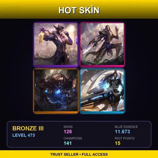 LAN | Victorious Twisted Fate | Victorious Lucian | Hextech Galio | Cosmic Reaver Kassadin | 126 Skin | 141 Champ | Bronze III | Lv473