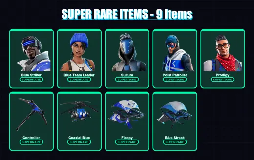 [SWITCH/XBOX/PC] | Blue Striker | Blue Team Leader | Sultura | Point Patroller | Prodigy | 5 skin | 4 pickaxe | 2 emote | 8 glider | Lv52
