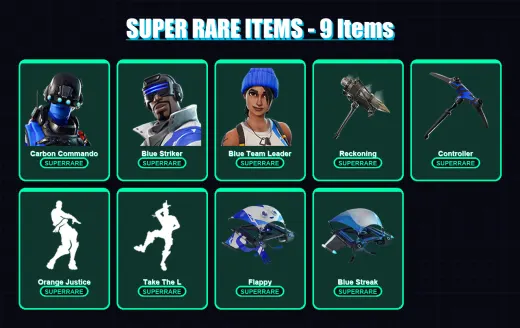 [PC/XBOX] | Carbon Commando | Blue Striker | Blue Team Leader | Drift | Carbide | 71 skin | 63 pickaxe | 49 emote | 64 glider | Lv844