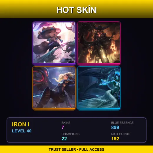 EUW | Spirit Blossom Teemo | High Noon Senna | Riot Kayle | Ghost Bride Morgana | 7 Skin | 22 Champ | Iron I | Lv40