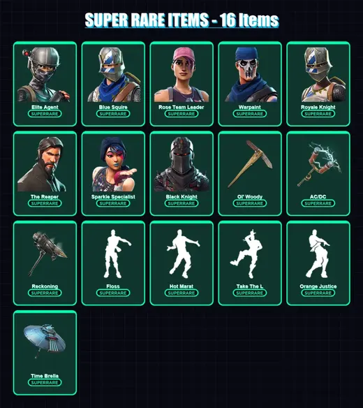 [PC/XBOX/PSN] | Elite Agent | Blue Squire | Rose Team Leader | Warpaint | Royale Knight | 118 skin | 136 pickaxe | 134 emote | 135 glider | Lv2070