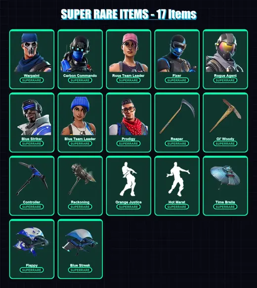[PC/XBOX] | Warpaint | Carbon Commando | Rose Team Leader | Fixer | Rogue Agent | 131 skin | 173 pickaxe | 166 emote | 167 glider | Lv2506