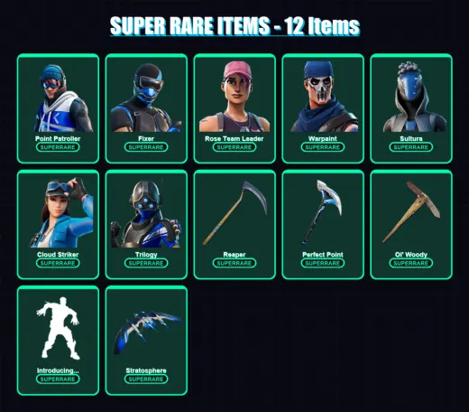 [PS4/PS5/XBOX/PC] | Point Patroller | Fixer | Rose Team Leader | Warpaint | Sultura | 98 skin | 182 pickaxe | 135 emote | 134 glider | Lv1898
