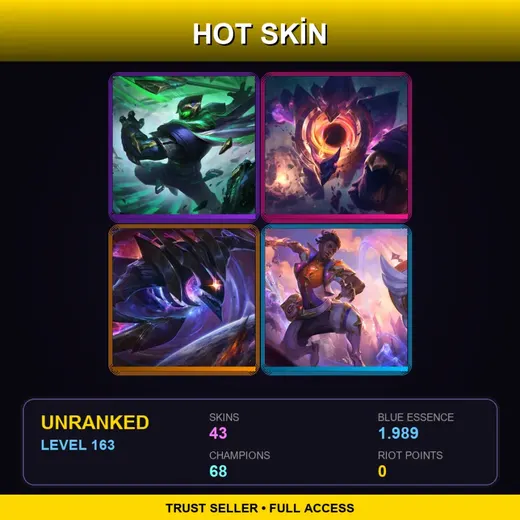 LAS | Conqueror Jax | Star Guardian Ekko | Dark Star Malphite | PROJECT: Jinx | 43 Skin | 68 Champ | Lv163