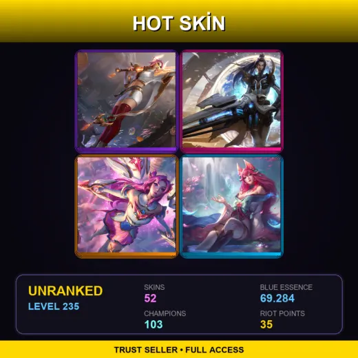 EUNE | Prestige Lunar Beast Fiora | Pulsefire Caitlyn | Star Guardian Kai'Sa | Spirit Blossom Ahri | 52 Skin | 103 Champ | Lv235