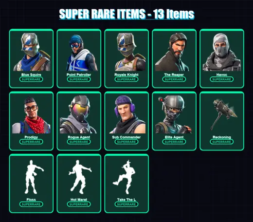 [PC/XBOX] | Blue Squire | Point Patroller | Royale Knight | The Reaper | Havoc | 46 skin | 37 pickaxe | 41 emote | 42 glider | Lv467
