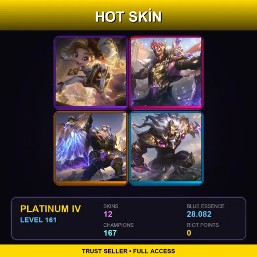 JP | Prestige Arcanist Zoe | Victorious Draven | Victorious Braum | Victorious Rengar | 12 Skin | 167 Champ | Platinum IV | Lv161