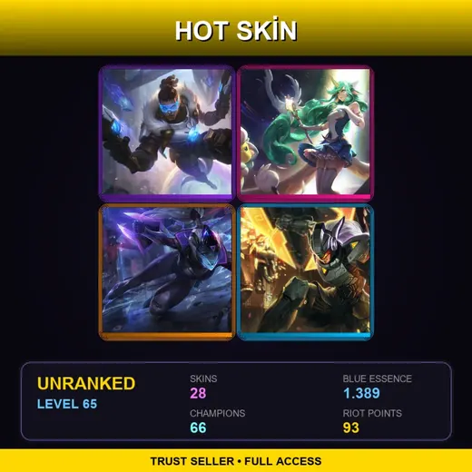 LAS | Star Guardian Soraka | PROJECT: Vayne | PROJECT: Leona | Blood Moon Diana | 28 Skin | 66 Champ | Lv65 — Battle Boss Bel Veth