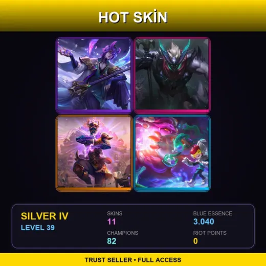 EUNE | Spirit Blossom Hwei | Dragon Knight Mordekaiser | Three Honors Malzahar | Space Groove Nunu & Willump | 11 Skin | 82 Champ | Silver IV | Lv39