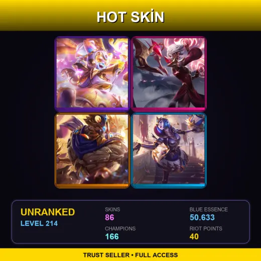 NA | Prestige Space Groove Lulu | Conqueror Karma | Victorious Maokai | Victorious Orianna | 86 Skin | 166 Champ | Lv214