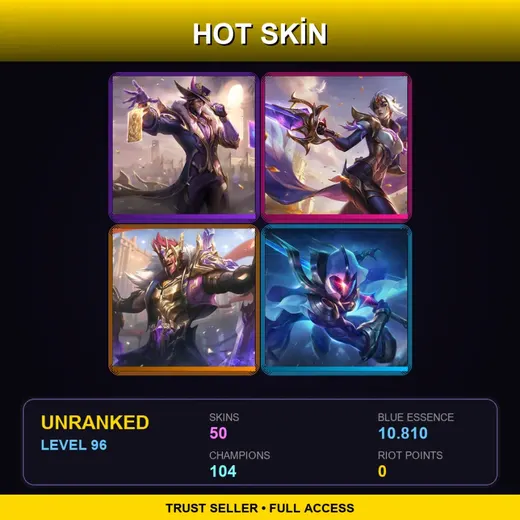 LAS | Victorious Twisted Fate | Victorious Fiora | Victorious Draven | Cosmic Blade Master Yi | 50 Skin | 104 Champ | Lv96
