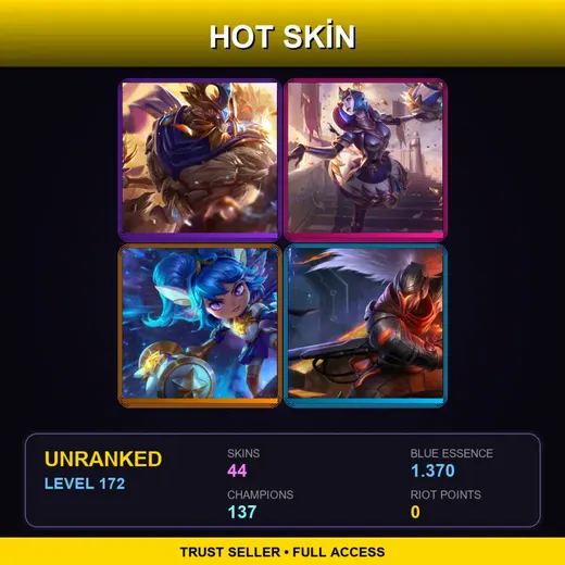 VN | Victorious Maokai | Victorious Orianna | Star Guardian Poppy | PROJECT: Yasuo | 44 Skin | 137 Champ | Lv172