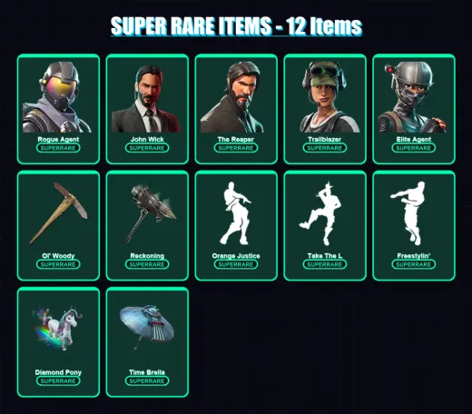 [SWITCH/XBOX/PSN/PC] | Rogue Agent | John Wick | The Reaper | Trailblazer | Elite Agent | 212 skin | 208 pickaxe | 124 emote | 108 glider | Lv1301