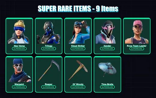 [PC/XBOX] | Neo Versa | Trilogy | Cloud Striker | Xander | Rose Team Leader | 158 skin | 177 pickaxe | 132 emote | 142 glider | Lv2345