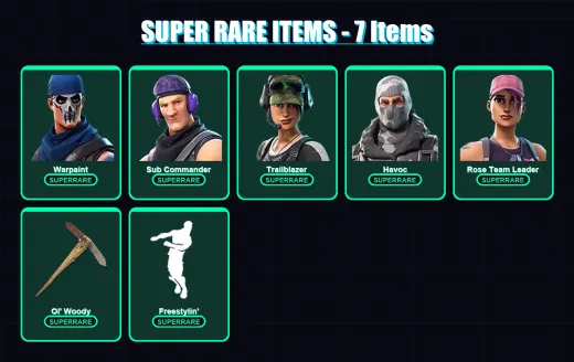 [PC/XBOX/PSN] | Warpaint | Sub Commander | Trailblazer | Havoc | Rose Team Leader | 6 skin | 8 pickaxe | 10 emote | 11 glider | Lv117